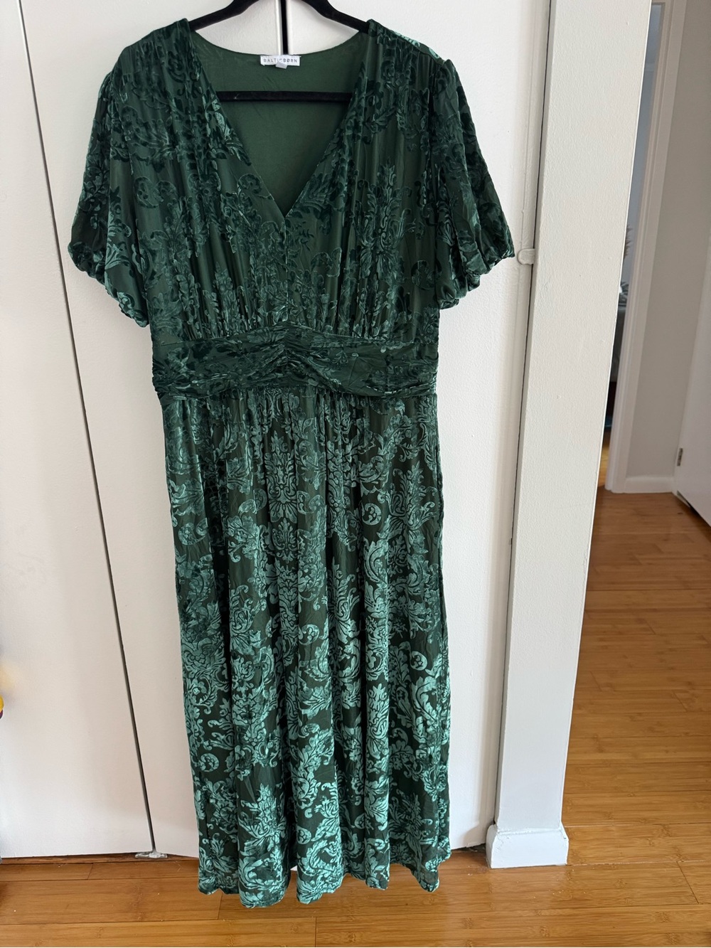 Baltic Born Emerald Green Floral Burnout Midi Dress
